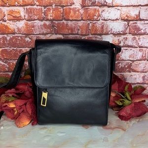 Vintage Y2K Diamicci Black Pebbled Leather Crossbody Bag